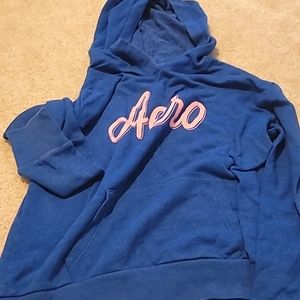 Blue aeropostale sweater with a hood